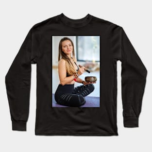 Woman with a tibetan bowl Long Sleeve T-Shirt